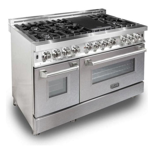 ZLINE Ranges ZLINE 48 in. Professional Dual Fuel Range with Gas Burner and 6.0 cu.ft. Electric Oven In DuraSnow Finish RA-SN-48