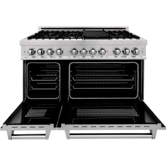 ZLINE 48 in. Professional Dual Fuel Range with Gas Burner and 6.0 cu.ft. Electric Oven In DuraSnow Stainless Steel RAS-SN-48