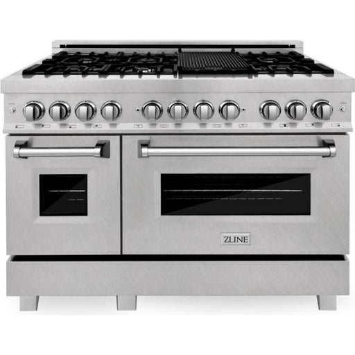 ZLINE 48 in. Professional Dual Fuel Range with Gas Burner and 6.0 cu.ft. Electric Oven In DuraSnow Stainless Steel RAS-SN-48