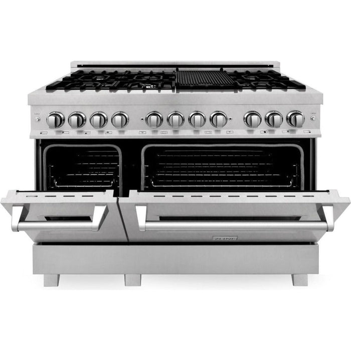 ZLINE 48 in. Professional Dual Fuel Range with Gas Burner and 6.0 cu.ft. Electric Oven In DuraSnow Stainless Steel RAS-SN-48