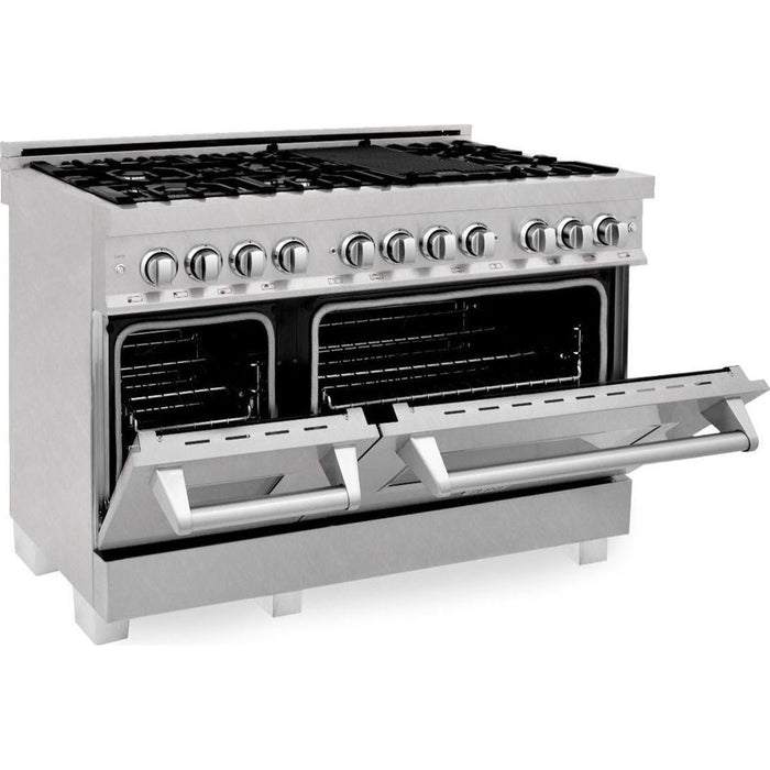 ZLINE 48 in. Professional Dual Fuel Range with Gas Burner and 6.0 cu.ft. Electric Oven In DuraSnow Stainless Steel RAS-SN-48