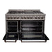 ZLINE Ranges ZLINE 48 in. Professional Dual Fuel Range with Gas Burner and Electric Oven In DuraSnow Stainless Steel with Black Matte Door RAS-BLM-48