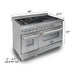 ZLINE 48 in. Professional Dual Fuel Range with Gas Burner and Electric Oven In DuraSnow Stainless Steel with Red Gloss Door RAS-RG-48