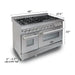ZLINE Ranges ZLINE 48 in. Professional Dual Fuel Range with Gas Burner and Electric Oven In DuraSnow Stainless Steel with Red Gloss Door RAS-RG-48
