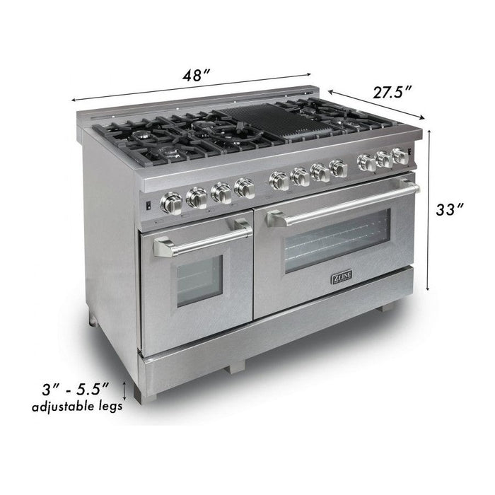 ZLINE Ranges ZLINE 48 in. Professional Dual Fuel Range with Gas Burner and Electric Oven In DuraSnow Stainless Steel with White Matte Door RAS-WM-48