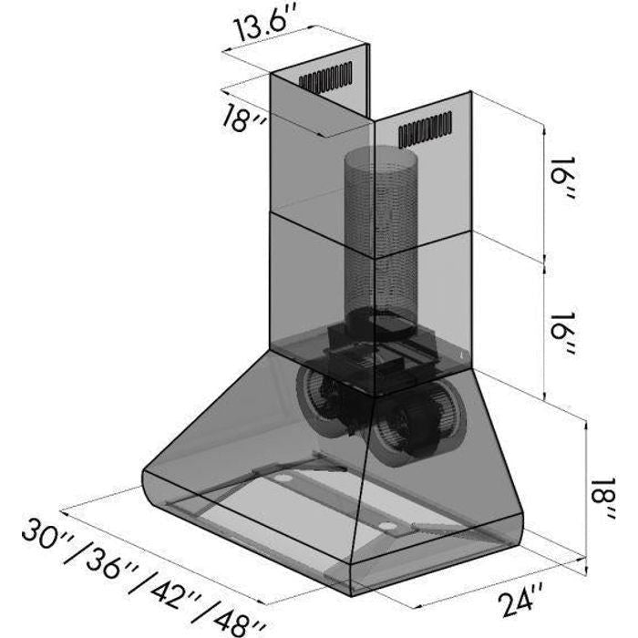 ZLINE 48 in. Professional Ducted Wall Mount Range Hood In Stainless Steel 687-48