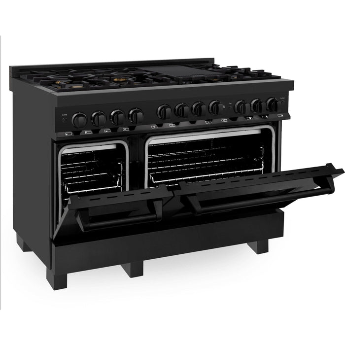 ZLINE 48 in. Professional Gas Burner/Gas Oven in Black Stainless with Brass Burners RGB-48