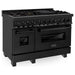 ZLINE 48 in. Professional Gas Burner/Gas Oven in Black Stainless with Brass Burners RGB-48