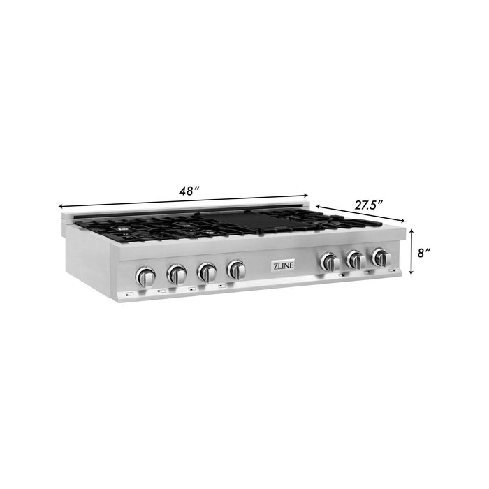 ZLINE 48 in. Rangetop with 7 Gas Brass Burners RT-BR-48