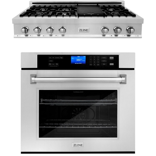 ZLINE Kitchen Appliance Packages ZLINE 48 in. Stainless Steel Rangetop and 30 in. Single Wall Oven Kitchen Appliance Package 2KP-RTAWS48