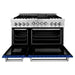 ZLINE 48 Inch 6.0 cu. ft. Range with Gas Stove and Gas Oven In Stainless Steel and Blue Gloss Door RG-BG-48