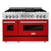 ZLINE 48 Inch 6.0 cu. ft. Range with Gas Stove and Gas Oven In Stainless Steel and Red Gloss Door RG-RG-48