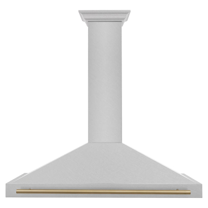 ZLINE 48 Inch Autograph Edition DuraSnow® Stainless Steel Range Hood with Champagne Bronze Handle, KB4SNZ-48-CB