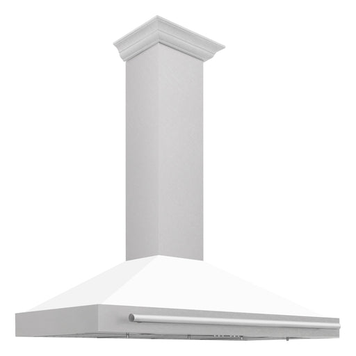 ZLINE 48 Inch DuraSnow® Stainless Steel Range Hood with White Matte Shell and Stainless Steel Handle, KB4SNX-WM-48