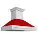 ZLINE 48 Inch Stainless Steel Range Hood with Red Matte Shell, 8654STX-RM48