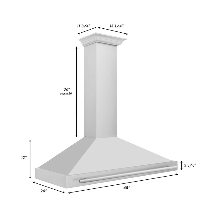 ZLINE 48 Inch Stainless Steel Range Hood with Stainless Steel Handle, KB4STX-48