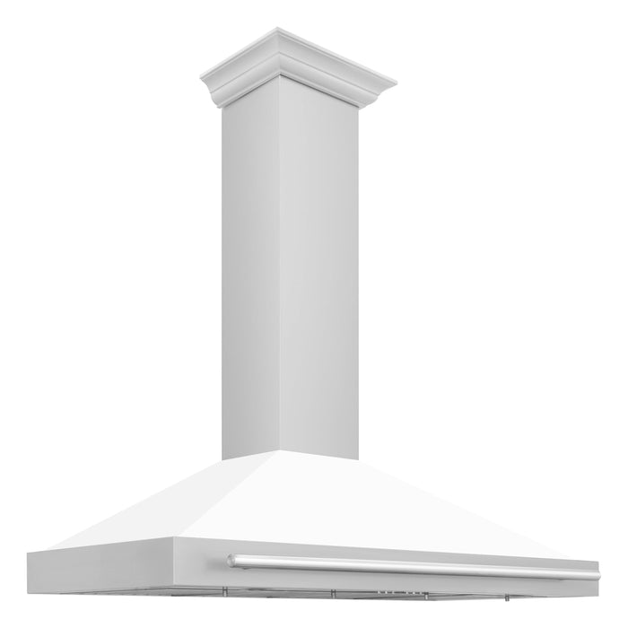 ZLINE 48 Inch Stainless Steel Range Hood with White Matte Shell and Stainless Steel Handle, KB4STX-WM-48