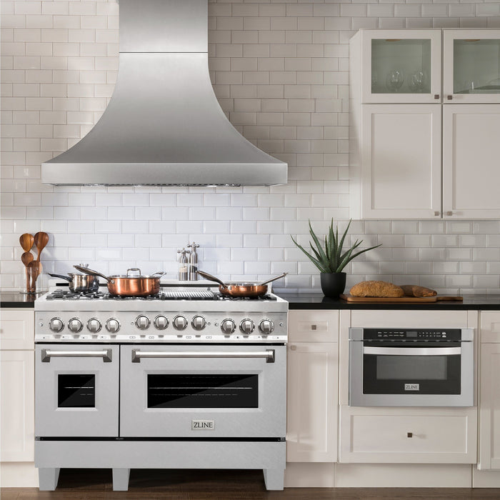 ZLINE 48" Range 6.0 cu. ft. with Gas Stove and Gas Oven in DuraSnow® Stainless Steel, RGS-SN-48