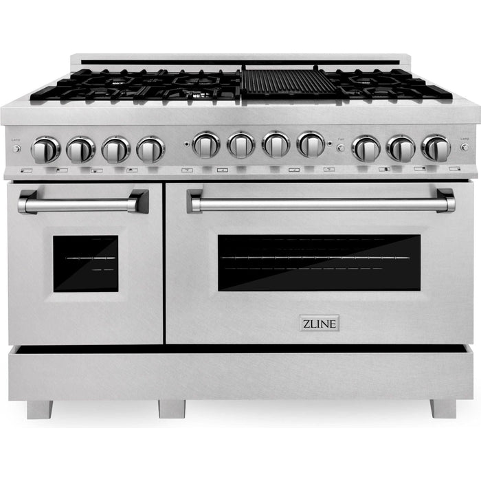 ZLINE 48" Range 6.0 cu. ft. with Gas Stove and Gas Oven in DuraSnow® Stainless Steel, RGS-SN-48