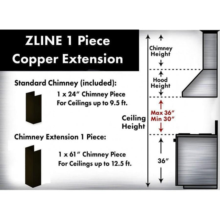 ZLINE Range Hood Accessories ZLINE 5 ft. Chimney Extension for Ceilings up to 12.5 ft., 8KBB-E