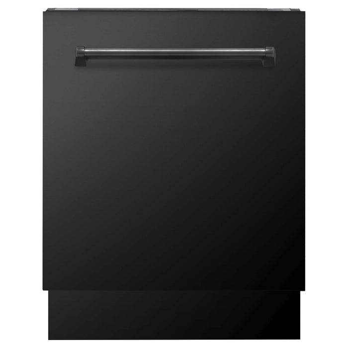 ZLINE Kitchen Appliance Packages ZLINE 5-Piece Appliance Package - 30-Inch Gas Range with Brass Burners, Refrigerator with Water Dispenser, Convertible Wall Mount Hood, Microwave Drawer, and 3-Rack Dishwasher in Black Stainless Steel (5KPRW-RGBRH30-MWDWV)
