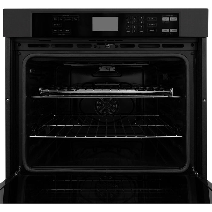 ZLINE 5-Piece Appliance Package - 36 In. Gas Rangetop, Range Hood, Refrigerator, Dishwasher and Double Wall Oven in Black Stainless Steel, 5KPR-RTBRH36-AWDDWV