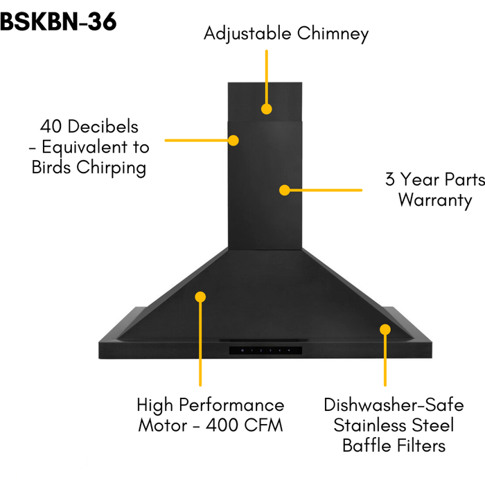 ZLINE Kitchen Appliance Packages ZLINE 5-Piece Appliance Package - 36 In. Gas Rangetop, Range Hood, Refrigerator, Dishwasher and Wall Oven in Black Stainless Steel, 5KPR-RTBRH36-AWSDWV