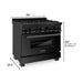 ZLINE Kitchen Appliance Packages ZLINE 5-Piece Appliance Package - 36-Inch Gas Range with Brass Burners, Refrigerator with Water Dispenser, Convertible Wall Mount Hood, Microwave Drawer, and 3-Rack Dishwasher in Black Stainless Steel (5KPRW-RGBRH36-MWDWV)