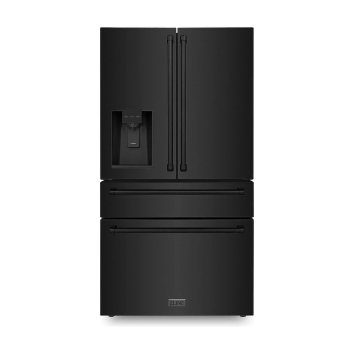 ZLINE Kitchen Appliance Packages ZLINE 5-Piece Appliance Package - 36-Inch Gas Range with Brass Burners, Refrigerator with Water Dispenser, Convertible Wall Mount Hood, Microwave Drawer, and 3-Rack Dishwasher in Black Stainless Steel (5KPRW-RGBRH36-MWDWV)