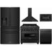 ZLINE Kitchen Appliance Packages ZLINE 5-Piece Appliance Package - 36-Inch Gas Range with Brass Burners, Refrigerator with Water Dispenser, Convertible Wall Mount Hood, Microwave Drawer, and 3-Rack Dishwasher in Black Stainless Steel (5KPRW-RGBRH36-MWDWV)