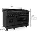 ZLINE 5-Piece Appliance Package - 48 In. Gas Range, Range Hood, Refrigerator, Microwave and Dishwasher in Black Stainless Steel, 5KPR-RGBRH48-MWDWV