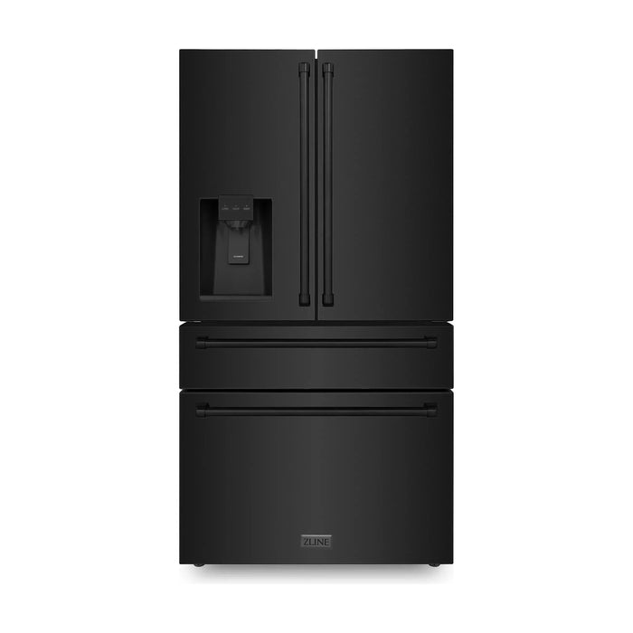 ZLINE Kitchen Appliance Packages ZLINE 5-Piece Appliance Package - 48-Inch Gas Range, Refrigerator with Water Dispenser, Convertible Wall Mount Hood, Microwave Drawer, and 3-Rack Dishwasher in Black Stainless Steel (5KPRW-RGBRH48-MWDWV)