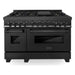 ZLINE Kitchen Appliance Packages ZLINE 5-Piece Appliance Package - 48-Inch Gas Range, Refrigerator with Water Dispenser, Convertible Wall Mount Hood, Microwave Drawer, and 3-Rack Dishwasher in Black Stainless Steel (5KPRW-RGBRH48-MWDWV)