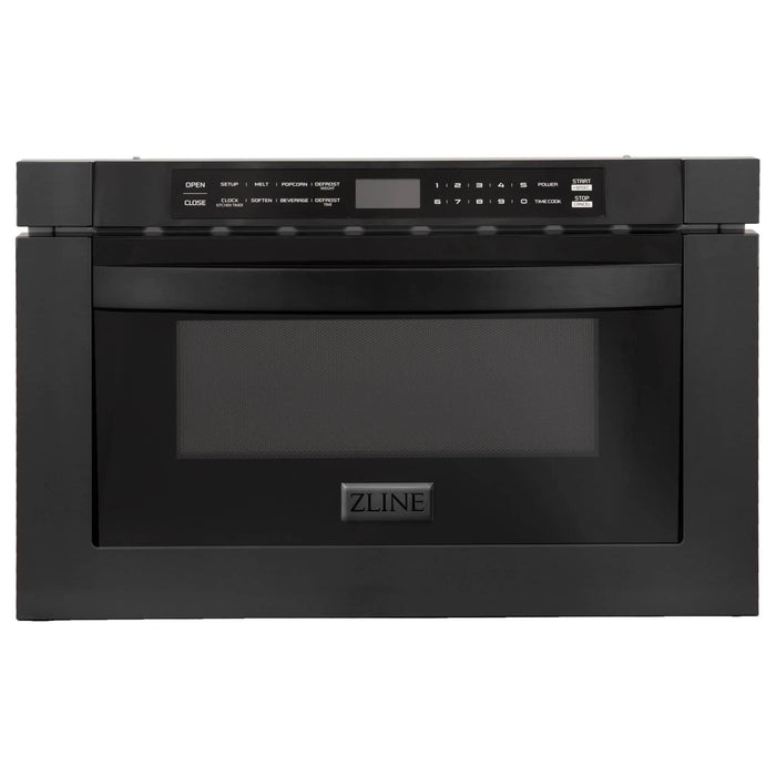 ZLINE Kitchen Appliance Packages ZLINE 5-Piece Appliance Package - 48-Inch Gas Range, Refrigerator with Water Dispenser, Convertible Wall Mount Hood, Microwave Drawer, and 3-Rack Dishwasher in Black Stainless Steel (5KPRW-RGBRH48-MWDWV)