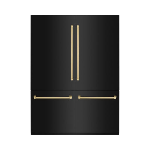 ZLINE 60" Autograph 32.2 cu. ft. Built-in Refrigerator with Internal Water and Ice Dispenser in Black Stainless Steel with Champagne Bronze Accents, RBIVZ-BS-60-CB