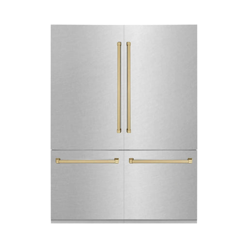 ZLINE 60" Autograph 32.2 cu. ft. Built-In Refrigerator with Internal Water and Ice Dispenser in Fingerprint Resistant Stainless Steel with Champagne Bronze Accents, RBIVZ-SN-60-CB