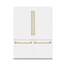 ZLINE 60 In. 32.2 cu. ft. Built-In Refrigerator with Internal Water and Ice Dispenser in White Matte with Gold Accents, RBIVZ-WM-60-G