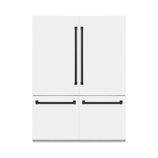 ZLINE Refrigerators ZLINE 60 In. 32.2 cu. ft. Built-In Refrigerator with Internal Water and Ice Dispenser in White Matte with Matte Black Accents, RBIVZ-WM-60-MB