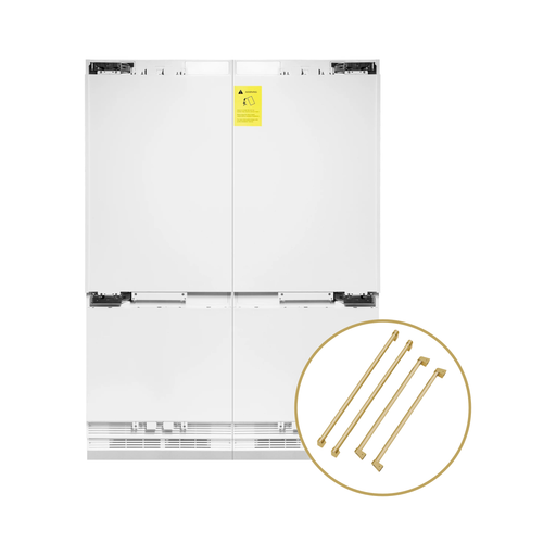 ZLINE Refrigerators ZLINE 60 In. 32.2 cu. Ft. Panel Ready Built-In 4-Door French Door Refrigerator with Champagne Bronze Handles, RBIV-60-G