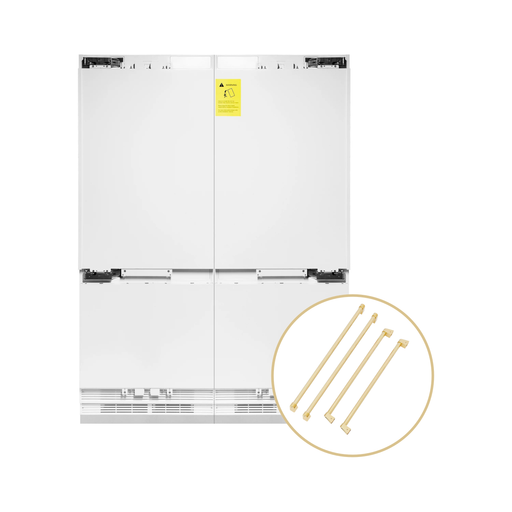 ZLINE Refrigerators ZLINE 60 In. 32.2 cu. Ft. Panel Ready Built-In 4-Door French Door Refrigerator with Gold Handles, RBIV-60-G