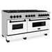 ZLINE 60 In. Autograph Edition Gas Burner, Electric Oven in DuraSnow® Stainless Steel with White Matte Door and Black Accents, RASZ-WM-60-MB