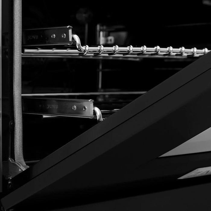 ZLINE Ranges ZLINE 60 In. Professional Dual Fuel Range in DuraSnow®Stainless Steel with Black Matte Door, RAS-BLM-60