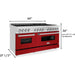 ZLINE 60 In. Professional Dual Fuel Range in DuraSnow®Stainless Steel with Red Matte Door, RAS-RM-60