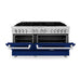 ZLINE 60 In. Professional Dual Fuel Range in Stainless Steel with Blue Gloss Door, RA-BG-60