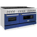 ZLINE 60 In. Professional Dual Fuel Range in Stainless Steel with Blue Matte Door, RA-BM-60