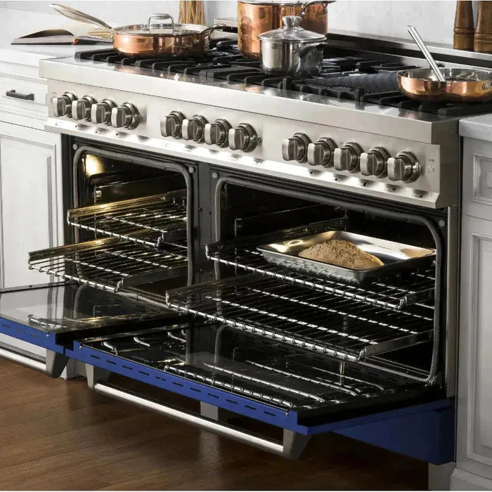 ZLINE 60 In. Professional Dual Fuel Range in Stainless Steel with Blue Matte Door, RA-BM-60