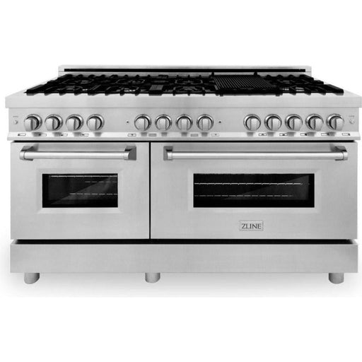 ZLINE 60 in. Professional Gas Burner and 7.4 cu. ft. Electric Oven In Stainless Steel RA60