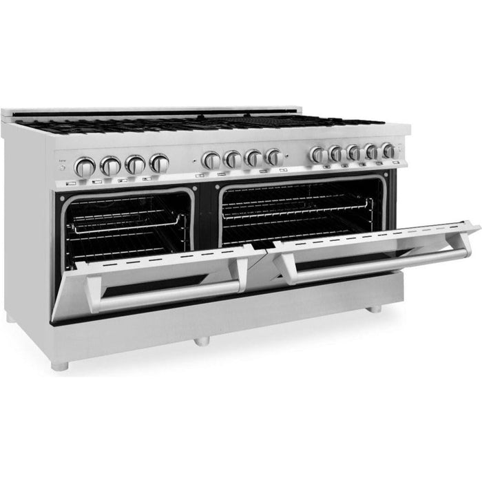 ZLINE 60 in. Professional Gas Burner and 7.4 cu. ft. Electric Oven In Stainless Steel RA60