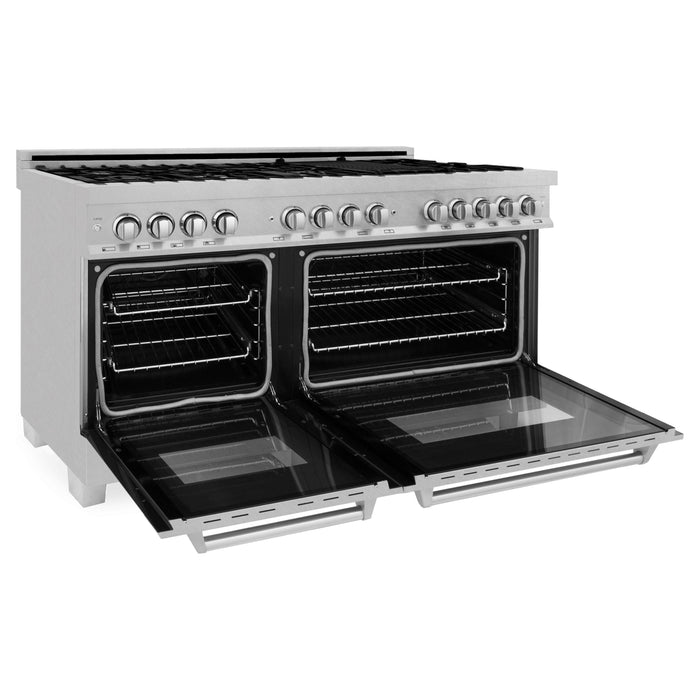 ZLINE 60 in. Professional Gas Burner and 7.6 cu. ft. Electric Oven in DuraSnow® Stainless, RAS-SN-60