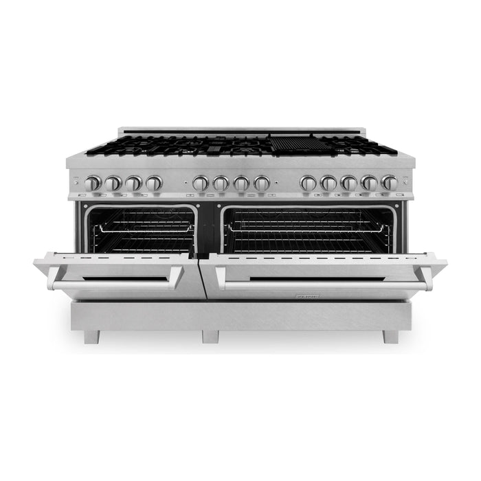 ZLINE 60 in. Professional Gas Burner and 7.6 cu. ft. Electric Oven in DuraSnow® Stainless, RAS-SN-60